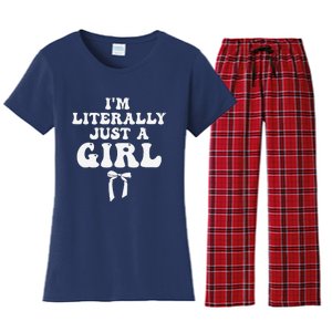 Funny Retro Groovy IM Literally Just A Girl Women's Flannel Pajama Set