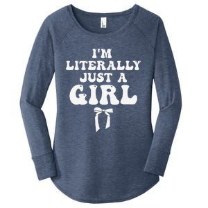 Funny Retro Groovy IM Literally Just A Girl Women's Perfect Tri Tunic Long Sleeve Shirt