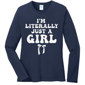 Funny Retro Groovy IM Literally Just A Girl Ladies Long Sleeve Shirt