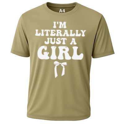 Funny Retro Groovy IM Literally Just A Girl Cooling Performance Crew T-Shirt