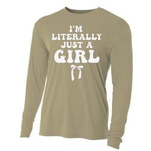 Funny Retro Groovy IM Literally Just A Girl Cooling Performance Long Sleeve Crew