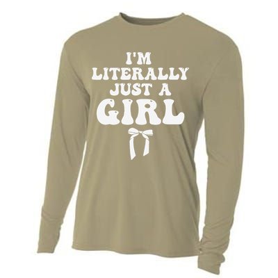 Funny Retro Groovy IM Literally Just A Girl Cooling Performance Long Sleeve Crew