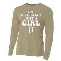 Funny Retro Groovy IM Literally Just A Girl Cooling Performance Long Sleeve Crew