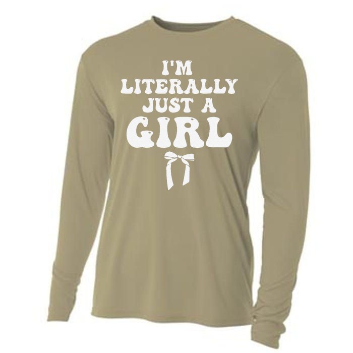 Funny Retro Groovy IM Literally Just A Girl Cooling Performance Long Sleeve Crew