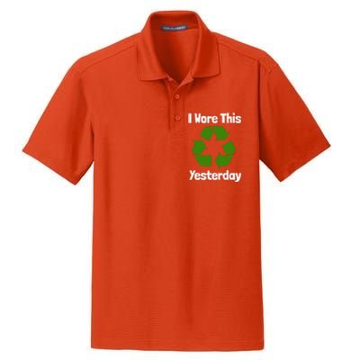 Funny Recycling Humor Earth Day I Wore This Yesterday Gift Dry Zone Grid Polo