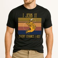 Funny Rude Humor Fishing I Jerk It Every Chance I Get Cooling Performance Crew T-Shirt