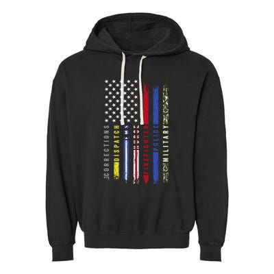 First Responders Hero Flag Nurse Ems Police Fire Military Cool Gift Garment-Dyed Fleece Hoodie