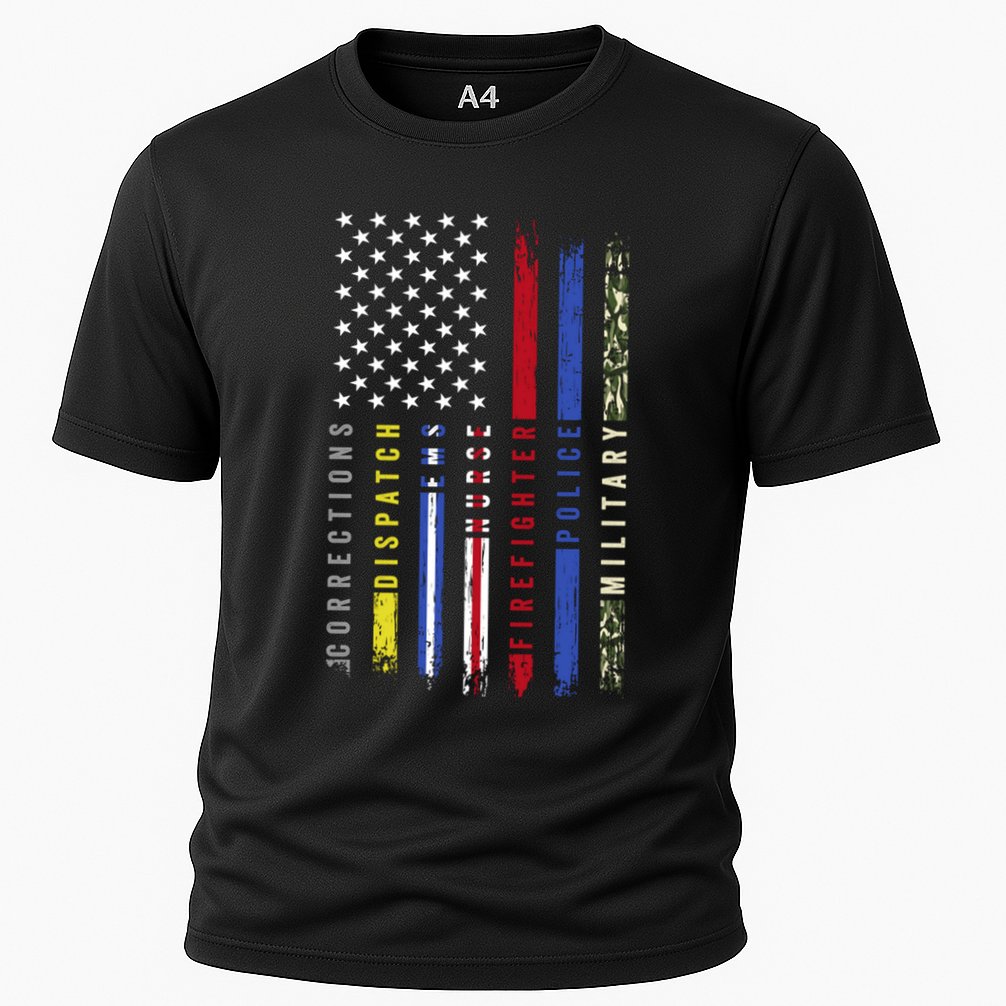 First Responders Hero Flag Nurse Ems Police Fire Military Cool Gift Cooling Performance Crew T-Shirt