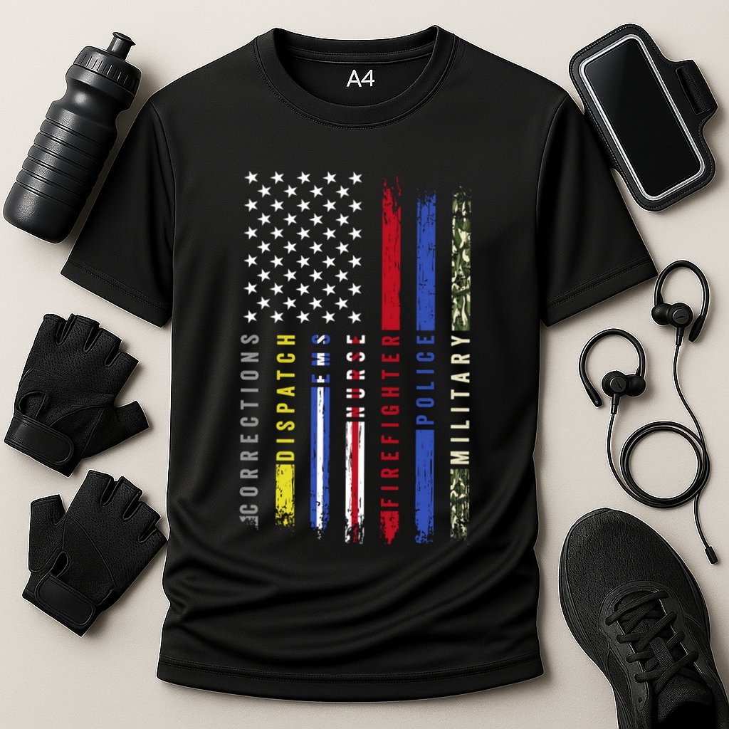 First Responders Hero Flag Nurse Ems Police Fire Military Cool Gift Cooling Performance Crew T-Shirt
