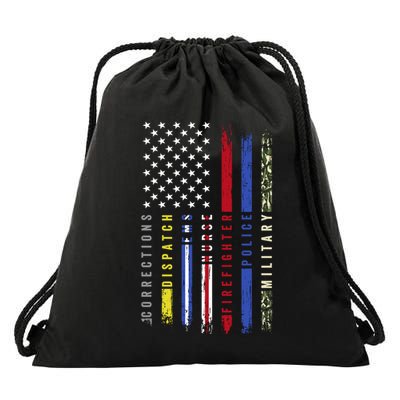 First Responders Hero Flag Nurse Ems Police Fire Military Cool Gift Drawstring Bag