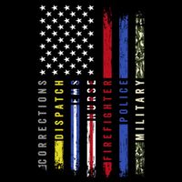 First Responders Hero Flag Nurse Ems Police Fire Military Cool Gift Flat Bill Trucker Hat