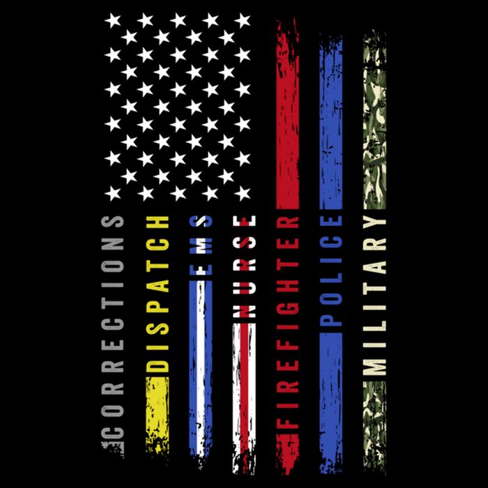 First Responders Hero Flag Nurse Ems Police Fire Military Cool Gift Flat Bill Trucker Hat
