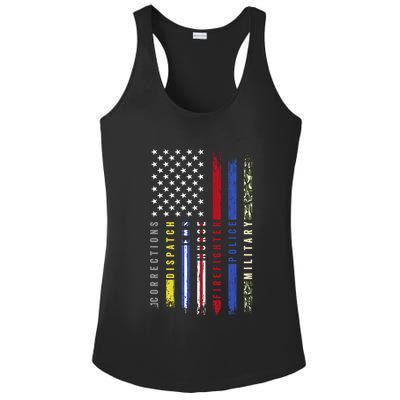 First Responders Hero Flag Nurse Ems Police Fire Military Cool Gift Ladies PosiCharge Competitor Racerback Tank
