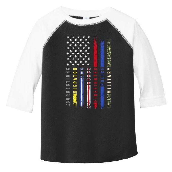 First Responders Hero Flag Nurse Ems Police Fire Military Cool Gift Toddler Fine Jersey T-Shirt