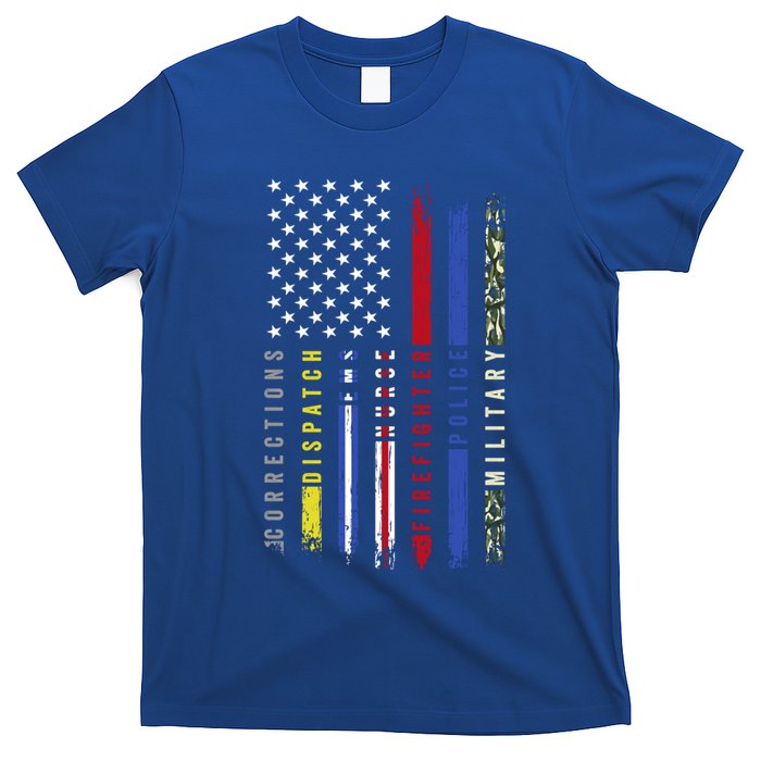 First Responders Hero Flag Nurse Ems Police Fire Military Cool Gift T-Shirt