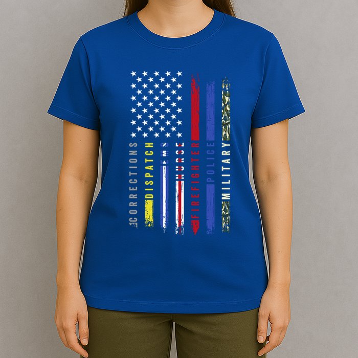 First Responders Hero Flag Nurse Ems Police Fire Military Cool Gift T-Shirt