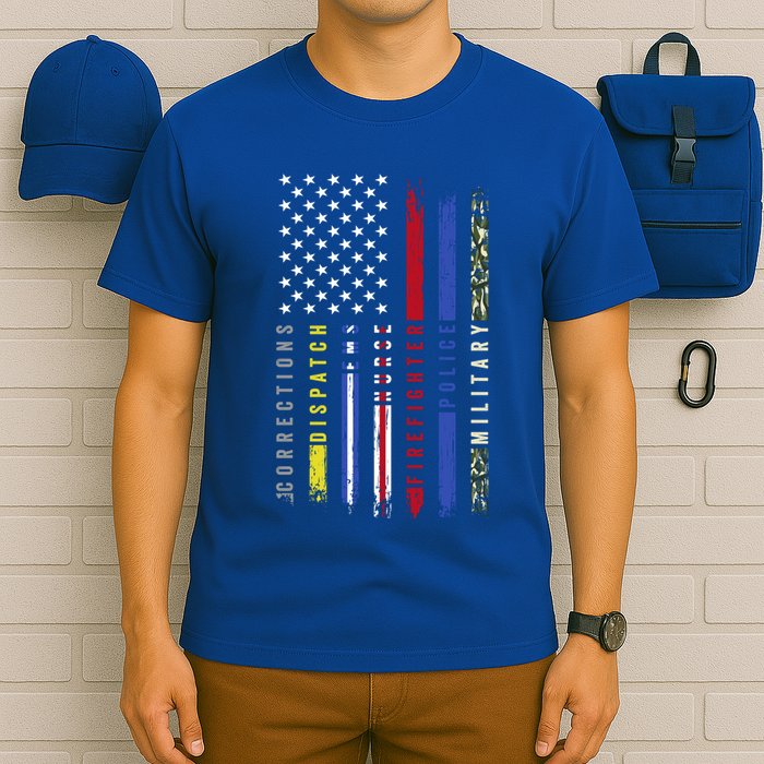 First Responders Hero Flag Nurse Ems Police Fire Military Cool Gift T-Shirt