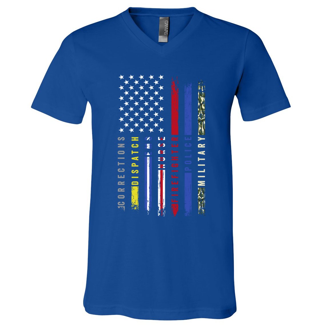 First Responders Hero Flag Nurse Ems Police Fire Military Cool Gift V-Neck T-Shirt