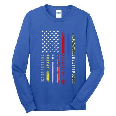 First Responders Hero Flag Nurse Ems Police Fire Military Cool Gift Tall Long Sleeve T-Shirt