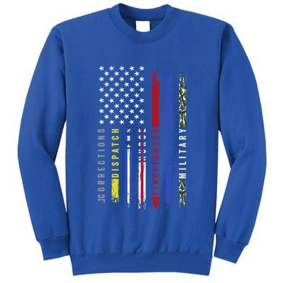 First Responders Hero Flag Nurse Ems Police Fire Military Cool Gift Tall Sweatshirt