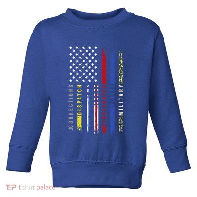 First Responders Hero Flag Nurse Ems Police Fire Military Cool Gift Toddler Sweatshirt