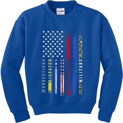 First Responders Hero Flag Nurse Ems Police Fire Military Cool Gift Kids Sweatshirt
