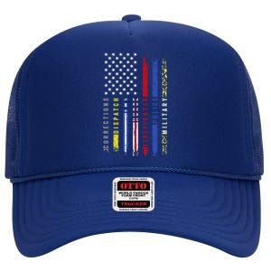 First Responders Hero Flag Nurse Ems Police Fire Military Cool Gift High Crown Mesh Back Trucker Hat