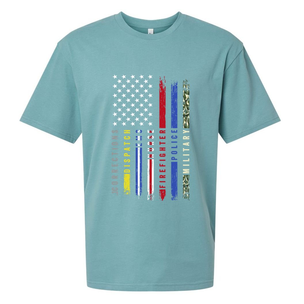 First Responders Hero Flag Nurse Ems Police Fire Military Cool Gift Sueded Cloud Jersey T-Shirt