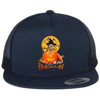 Funny Red Heeler Spooky Halloween Flat Bill Trucker Hat