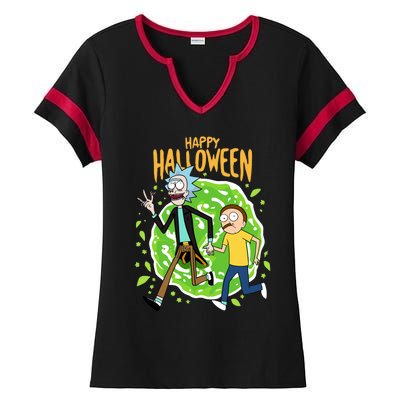 Funny Rick Halloween Ladies Halftime Notch Neck Tee