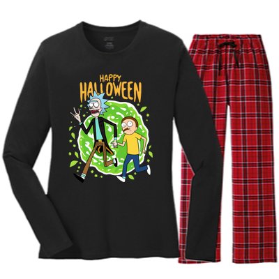 Funny Rick Halloween Women's Long Sleeve Flannel Pajama Set 