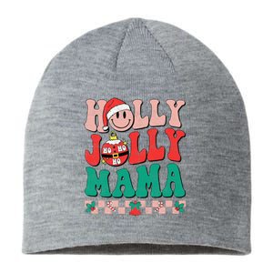 Festive Retro Holiday Mama Groovy Holly Xmas Vibes Sustainable Beanie