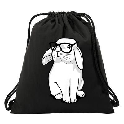 Funny Rabbit Hipster Bunny Geek Nerd Drawstring Bag