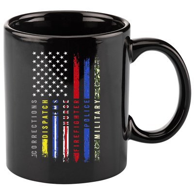 First Responders Hero Flag Nurse EMS Police Fire Military 11oz C Handle Ceramic Mug