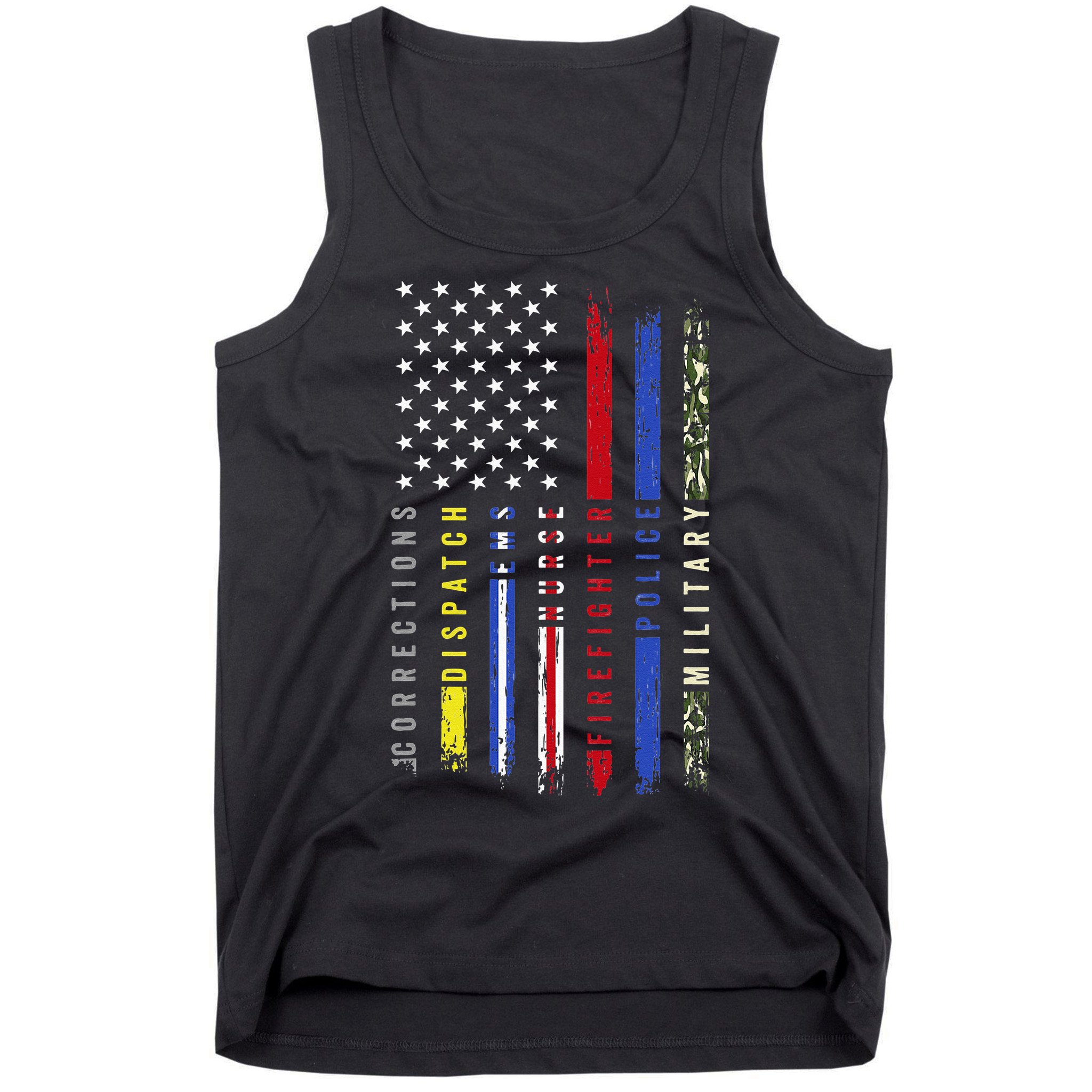 First Responders Hero Flag Nurse EMS Police Fire Military Tank Top