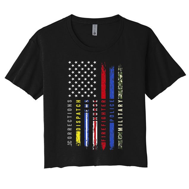 First Responders Hero Flag Nurse EMS Police Fire Military Crop Top
