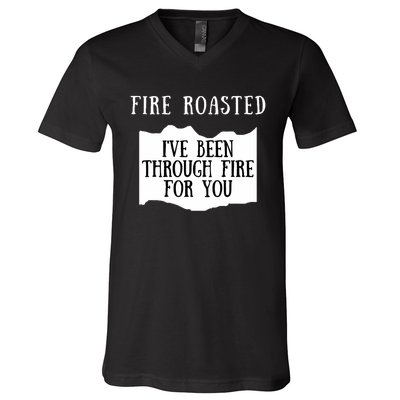 Fire Roasted Hot Sauce Packet Group Costume V-Neck T-Shirt