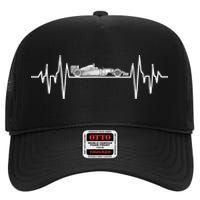 Formula Racing Heartbeat Race Car Fans Lovers High Crown Mesh Back Trucker Hat