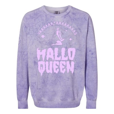 Funny Retro Halloween Yaaas Hallo Queen Witch Colorblast Crewneck Sweatshirt