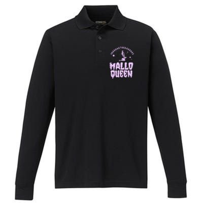 Funny Retro Halloween Yaaas Hallo Queen Witch Performance Long Sleeve Polo