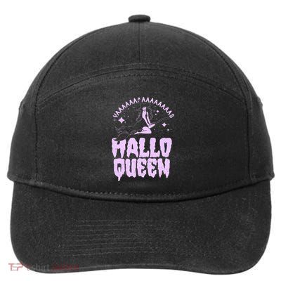 Funny Retro Halloween Yaaas Hallo Queen Witch 7-Panel Snapback Hat