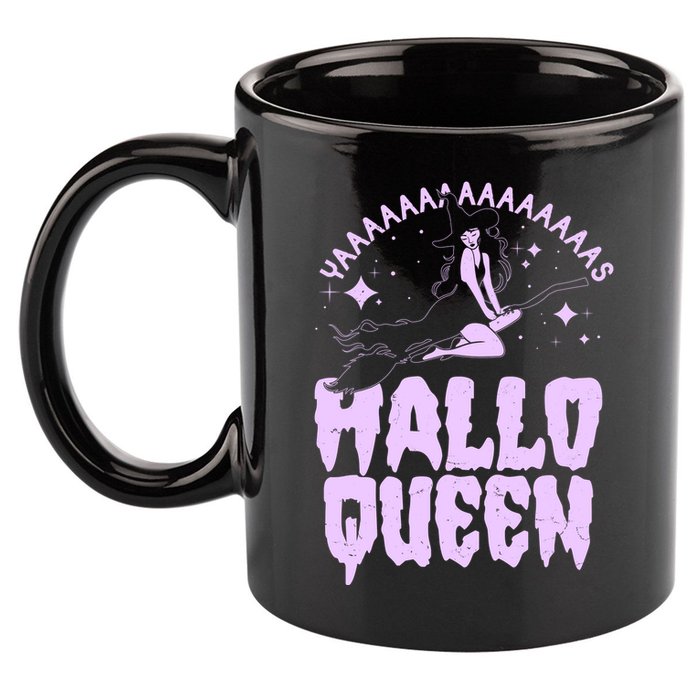 Funny Retro Halloween Yaaas Hallo Queen Witch 11oz C Handle Ceramic Mug
