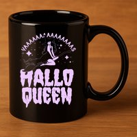 Funny Retro Halloween Yaaas Hallo Queen Witch 11oz C Handle Ceramic Mug