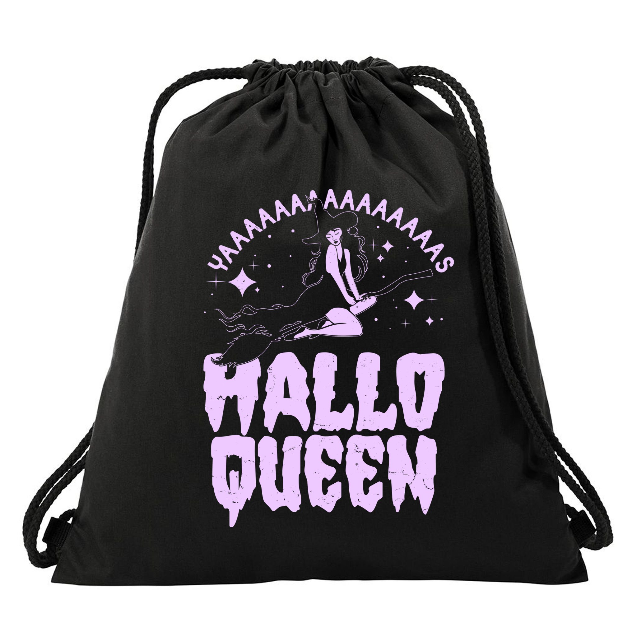 Funny Retro Halloween Yaaas Hallo Queen Witch Drawstring Bag