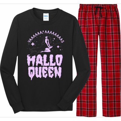 Funny Retro Halloween Yaaas Hallo Queen Witch Long Sleeve Pajama Set