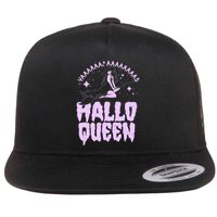 Funny Retro Halloween Yaaas Hallo Queen Witch Flat Bill Trucker Hat