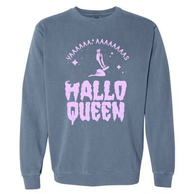 Funny Retro Halloween Yaaas Hallo Queen Witch Garment-Dyed Sweatshirt