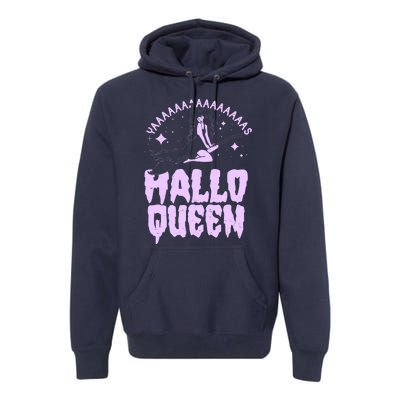 Funny Retro Halloween Yaaas Hallo Queen Witch Premium Hoodie