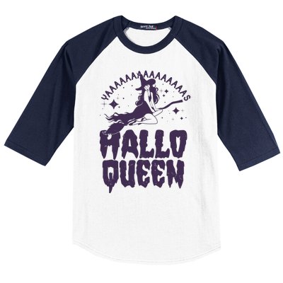 Funny Retro Halloween Yaaas Hallo Queen Witch Baseball Sleeve Shirt