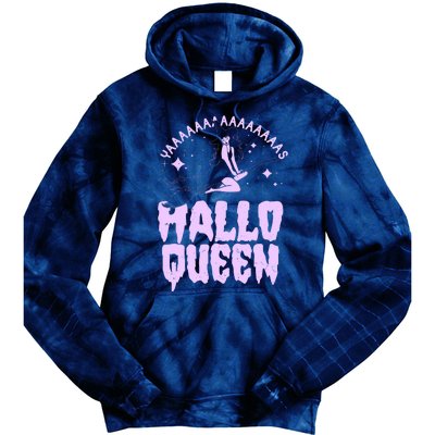 Funny Retro Halloween Yaaas Hallo Queen Witch Tie Dye Hoodie